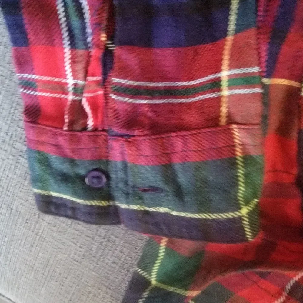 Justice “Perfect Plaid” Women's Red & Blue Flannel Long Sleeve Button Down Shirt